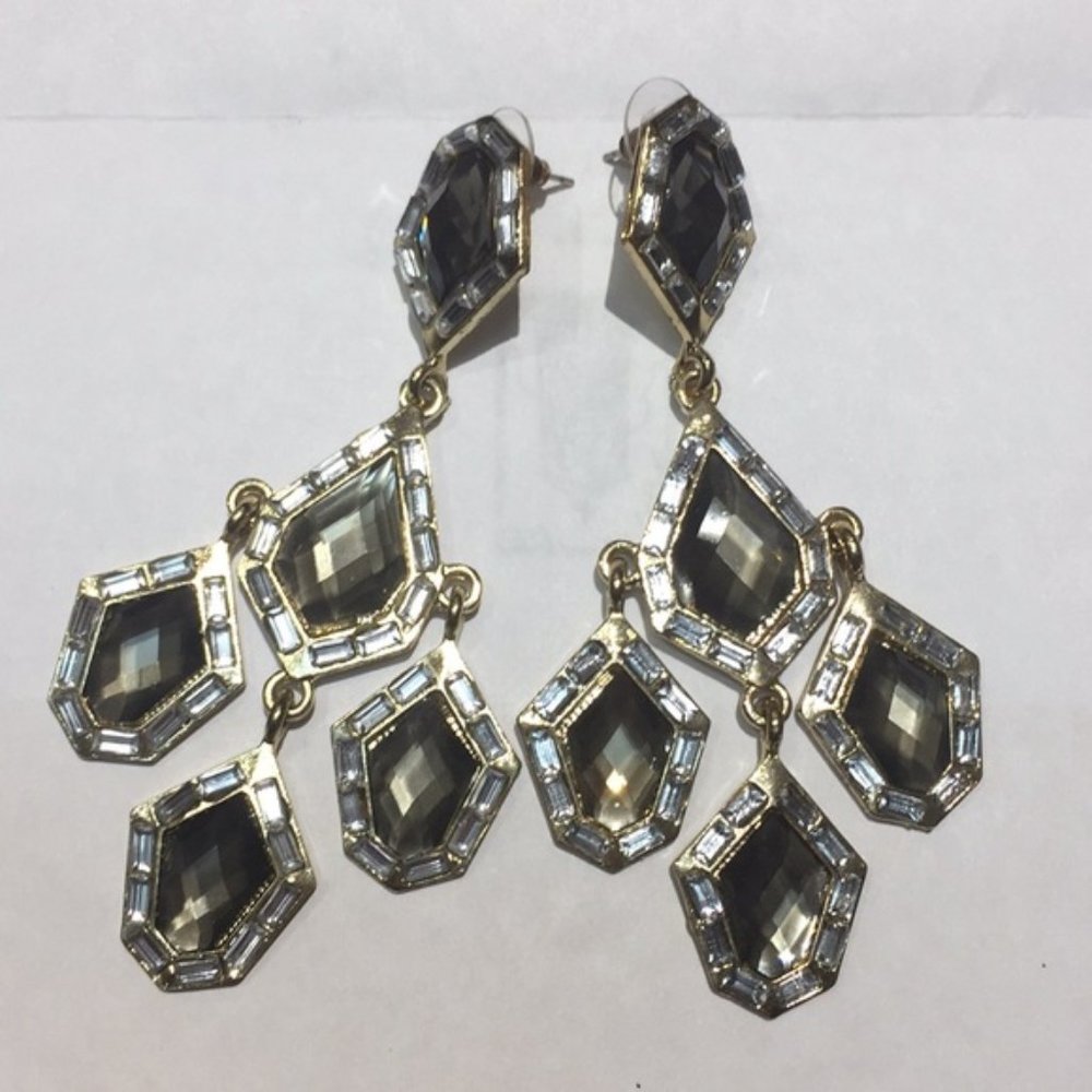 Metallic Crystal Chandelier Earring Post Back